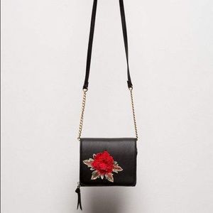 Free People Floral Applique Crossbody Bag